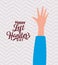 Open hand with happy left handers text vector design