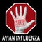 Open hand with the text stop avian influenza. Global problem