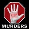 Open hand with the text stop murders. Global social problem