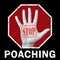 Open hand with the text stop poaching. Global social problem
