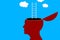 Open head with staircase and clouds. human head silhouette with ladder inside the brain. Business growth, psychology