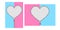 Open heart zipper with cute lock on bright blue pink background.