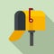 Open home mailbox icon, flat style