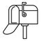 Open home mailbox icon, outline style