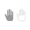 Open human hand icon. Grey set .
