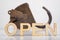 OPEN inscription made of wooden letters. Open star padlock