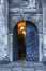 Open iron doorway to the ancient tenement in Krakow, Poland.