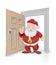 Open isolated doorway frame with Santa Claus vector