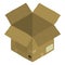 Open isometric carton package box.