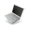 Open laptop floating angled with drop shadow and clipping path