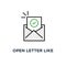 open letter like confirmation email, of reminder e icon, symbol mail with checkbox or reading sms or popup, cartoon simple style