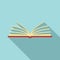 Open library book icon, flat style