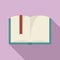 Open library literature book icon, flat style