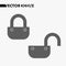 Open lock and close lock flat icons. Silhouette lock. Monochrome locks isolated on grey background. Vector set