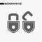 Open lock flat icon. Silhouette lock. Monochrome lock isolated on background. Simple flat design style.
