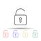 open lock multi color style icon. Simple thin line, outline vector of web icons for ui and ux, website or mobile application