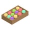 Open macaroon box icon, isometric style