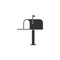 Open mail box icon isolated. Mailbox icon. Mail postbox on pole with flag