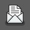 Open mail envelope icon with paper document