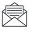 Open mail line icon, envelope and letter, email