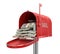 Open mailbox with dollars (clipping path included)