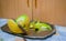 Open Melon fruit on a metal tray