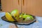 Open Melon fruit on a metal tray