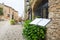 Open menu in front of a restaurant in Peratallada, Costa Brava