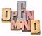 Open mind word abstract in wood type