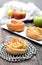 Open mini pies with apples and cinnamon