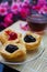 Open mini pies with berries jams