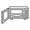 Open modern microwave icon, outline style
