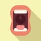 Open mouth articulation icon flat vector. Verbal activity