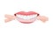 Open Mouth with Dental Tape Cleaning Teeth Vector Illustration