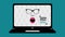 Open Mouth And Glasses On Computer - Discount Concept On Laptop - Editable Vector Illustration