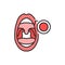 Open mouth with laryngitis line color icon. Sign for web page, mobile app