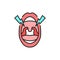 Open mouth with pain throat line color icon. Sign for web page, mobile app