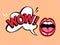 Open mouth with speech bubble saying wow