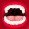 Open mouth and teeth with tongue.dental concept - illustr