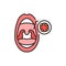 Open mouth with tonsillitis line color icon. Sign for web page, mobile app