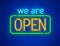 We are open neon sign