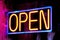 Open neon sign