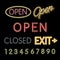 Open Neon Sign closed exit figures vector