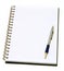 Open note book with pen