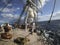 Open ocean sailing on a squarerigger tallship sailing vessel