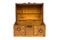 Open old wooden chest on white background