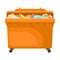 Open orange tank with trash. Vector illustration on white background.