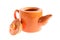 Open Orange Teapot over white