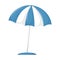 Open outdoor beach umbrella. Blue striped sun screen. Protection from the sun, rain, and bad weather. Vector