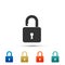 Open padlock icon isolated on white background. Lock symbol. Set elements in colored icons. Flat design. Vector